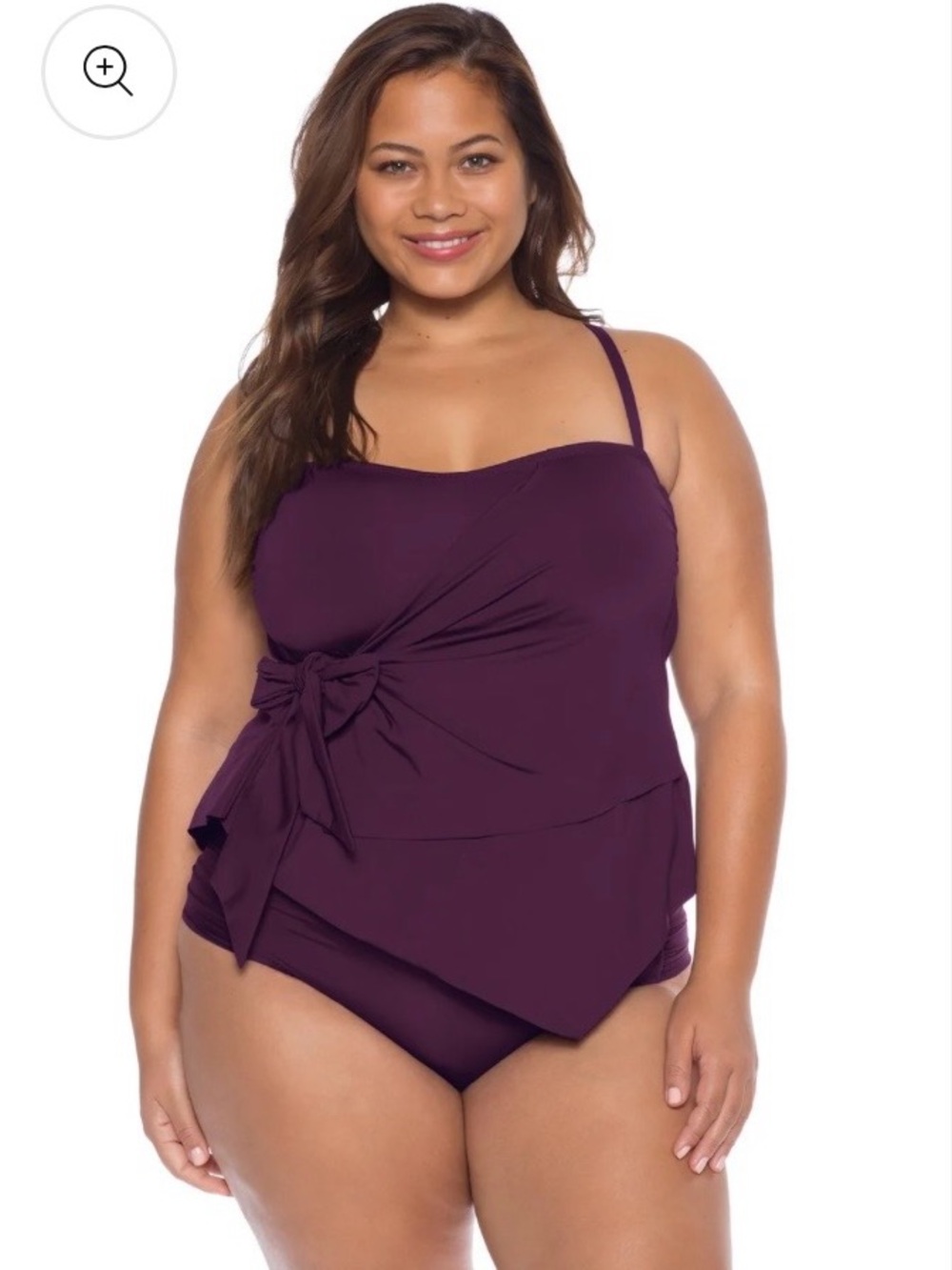 Plus-Size Purple Tankini with Side Tie - Becca Etc